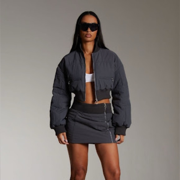 Murci Tops - MAKE AN OFFER! CROPPED GRANITE BOMBER JACKET